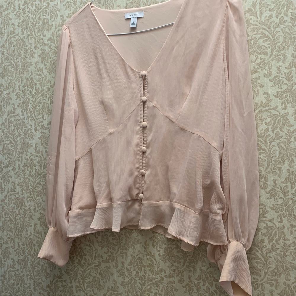 Nine West Blush Button-Front Blouse